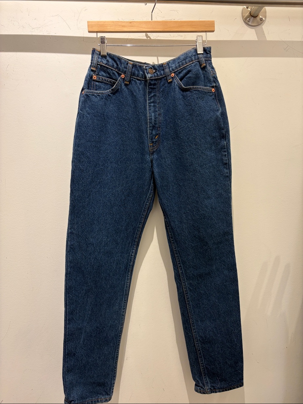 Aligrace Women's Vintage Levi’s High-Rise Slim Custom Med Dark Blue Jean Size 26